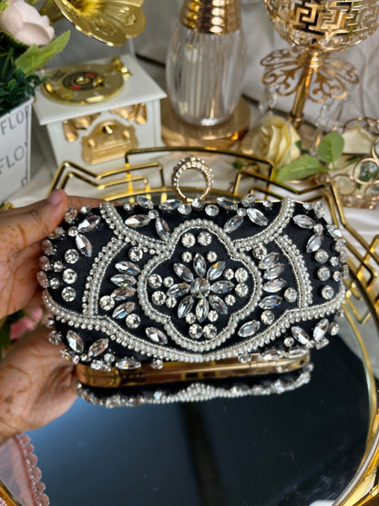 Bridal Handmade Luxury Stone Purse - Black, White, Champagne Gold