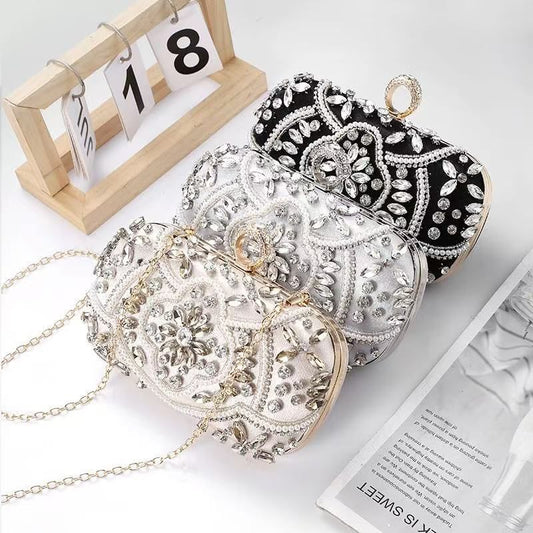 Bridal Handmade Luxury Stone Purse - Black, White, Champagne Gold